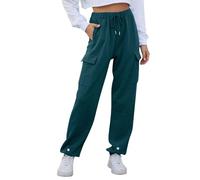 Pantalon de survêtement uni à bas cintré pour femme - Pantalon de survêtement ample doublé en polaire avec poches - Jogging ample boutonné confortable à lacets - Pantalon de détente décontracté pour