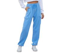 Pantalon de survêtement uni à bas cintré pour femme - Pantalon de survêtement ample doublé en polaire avec poches - Jogging ample boutonné confortable à lacets - Pantalon de détente décontracté pour