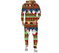 Pantalon de survêtement unisexe avec imprimé de Noël pour homme et femme, vêtement de sport décontracté automne hiver capuche, Rouge brique D, XXL