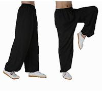 Pantalon De Tai Chi De Bambou pour Femme Et Homme WU Shu Kung Fu Vêtements Doux Et Confortable Respirant Tenue De Yoga Arts Martiaux Méditation Zen Uniforme Traditionnel Wing Chun,Black-L