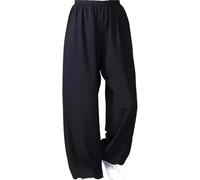 Pantalon De Tai Chi Pantalon en Coton Noir Qi Gong Et Tai Chi Kung Fu Pantalon Chinois pour Hommes - Arts Martiaux Traditionnels Survêtement Long, Black, S