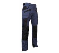 Pantalon de travail avec poches genouillères et multipoches - LMA Lebeurre - Gamme Dynamics - Bleu foncé-Noir 42