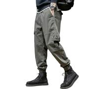 Pantalon de travail cargo élastique en coton pour homme - Pantalon long thermique avec poches - Épais - Doublure en polaire - Pantalon de jogging - Taille élastique - Pantalon de travail cargo, Vert