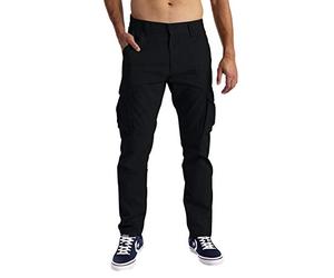 Pantalon de travail cargo pour homme, 6 poches, 100 % coton, coupe décontractée - Noir - 32 W/30 L