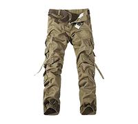 Pantalon de travail cargo pour homme - Couleur unie - Salopette de sport décontractée avec poches - Pantalon de survêtement de randonnée en plein air, kaki, 54
