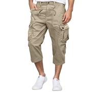 Pantalon de travail cargo pour homme - En coton - Avec fermeture éclair - Plusieurs poches - Short cargo léger - Bermuda - Pantalon de sport pour homme, Kaki-1., 32