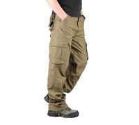 Pantalon de travail cargo pour homme, en coton durable, épais, coupe ajustée, avec plusieurs poches, pantalon de sport de plein air et de randonnée, jaune foncé, M