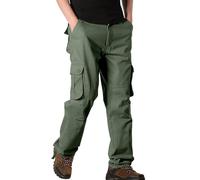 Pantalon de travail cargo pour homme en coton taille élastique Pantalon de travail classique jambe droite avec plusieurs poches Pantalon de combat décontracté confortable pour homme Pantalon de