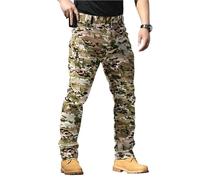 Pantalon de travail cargo pour homme - Pantalon tactique extensible multi-poches avec taille semi-élastique pour la randonnée, le camping, l'armée - Pantalon tactique léger et indéchirable, camouflage