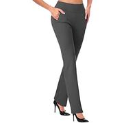Pantalon de travail d'affaires pour femme - Pantalon de yoga en polyester extensible de qualité supérieure - Taille haute - Pantalon d'entraînement 2024 pour enseignant, Gris foncé #1., XL