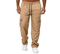 Pantalon de travail décontracté multi-poches pour homme, coupe décontractée avec cordon de serrage extensible à la taille, pantalon de randonnée résistant