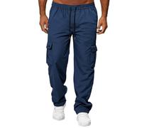 Pantalon de travail décontracté multi-poches pour homme, coupe décontractée avec cordon de serrage extensible à la taille, pantalon de randonnée résistant