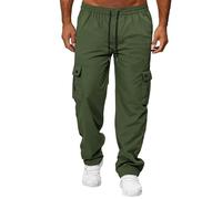 Pantalon de travail décontracté multi-poches pour homme, coupe décontractée avec cordon de serrage extensible à la taille, pantalon de randonnée résistant