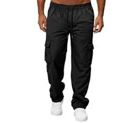 Pantalon de travail décontracté multi-poches pour homme, coupe décontractée avec cordon de serrage extensible à la taille, pantalon de randonnée résistant