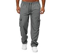 Pantalon de travail décontracté multi-poches pour homme, coupe décontractée avec cordon de serrage extensible à la taille, pantalon de randonnée résistant