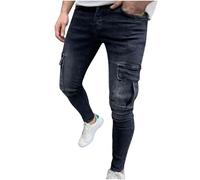Pantalon de Travail en Jeans Homme Stretch Coupe Slim Pantalon de Travail Couleur Pure Basique Décontracté Offre de Printemps Pantalons de Jogging en Denim Sport Jean Skinny Pants Cadeau Futur Papa