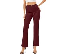 Pantalon De Travail Femme Droit- Pantalon Taille Haute Couleur Unie Coupe Slim Élasticité Pants Chic Et Elegant Doux Léger Confortable Simple Polyvalent Classiques Extérieur Streetwear