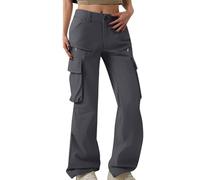Pantalon De Travail Femme Taille Elastique Ete Militaire Randonnée Beige Jogging Cargo Léger pour Estival Large Pantalons Survêtement Femmes Y2k Sport Stretch Mouvements Amples Grey-1 S