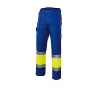 VELILLA 157 Pantalon Haute Visibilité - Bleu Roi et Jaune Fluo - Taille XL