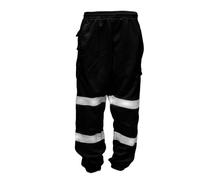 Pantalon de travail haute visibilité 100 % polyester pour homme - Pantalon de jogging de sécurité multi-poches super doux haute visibilité cargo, Noir , 5XL
