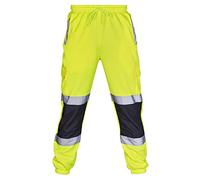 Pantalon de travail haute visibilité pour homme - 2 tons - Bande réfléchissante - Vêtement de travail à revers - Haute visibilité - Pantalon de combat épais - En polaire - Bande réfléchissante