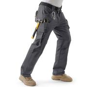 Pantalon de Travail Homme 11 Poches Genoux Renforcés - Cargo Sécurité Stretch Ceinture Élastique Passant Marteau Double Anneau D - Tissu Polyester/Coton Résistant - Chantier Bricolage Outdoor