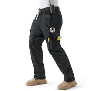 Pantalon de Travail Homme 11 Poches Genoux Renforcés - Cargo Sécurité Stretch Ceinture Élastique Passant Marteau Double Anneau D - Tissu Polyester/Coton Résistant - Chantier Bricolage Outdoor