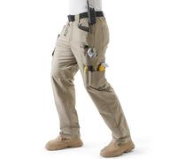 Pantalon de Travail Homme 11 Poches Genoux Renforcés - Cargo Sécurité Stretch Ceinture Élastique Passant Marteau Double Anneau D - Tissu Polyester/Coton Résistant - Chantier Bricolage Outdoor