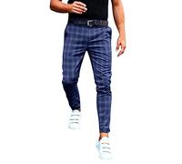 Pantalon De Travail Homme à Carreaux- Pantalon Slim d'affaires Tendance Classiques Casual Moulant Crayon Coupe Ajustée Pants Style Vintage Grande Taille De Tous Les Jours Comfortable Léger Pas Cher