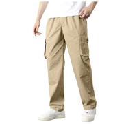 Pantalon De Travail Homme Cargo Stretch Taille Elastique Décontracté Léger Été Pantalon Résistant Extérieur Sécuritaire Casual Pour Sortie Avec Cordon De Taille Et Poches Utilitaires (A-Khaki, XL)