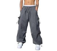 Pantalon De Travail Homme Stretch, Hommes Décontracté Taille Couleur Sport Chapeau Tissé Poche Pied Corde Solide Pantalon Rue Cargo Cravate Hommes Cargo Pantalon (Dark Gray, L)