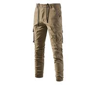 Pantalon de travail long et léger pour homme - Pantalon cargo avec de nombreuses poches - Pantalon d'extérieur avec cordon de serrage - Pantalon de trekking - Coupe ajustée - Pantalon de jogging