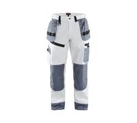 Pantalon de travail peintre X1500 Blaklader 100% coton poches flottantes Blanc / Gris 54