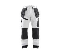 Pantalon de travail peintre X1500 Blaklader 100% coton poches flottantes Gris / Blanc 42
