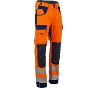 LMA Workwear 1679 POLARISATION Pantalon Bicolore, Bien Visible, avec Poches aux Genoux, Taille 48, Orange Fluo/Bleu foncé