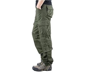 Pantalon de travail pour homme multi-poches - Pantalon cargo de travail ample décontracté en coton extensible avec cordon de serrage à la taille - Pantalon de jogging élégant et léger - Pantalon