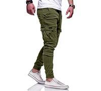 Pantalon de travail pour homme, pantalon de combat noir, coupe ajustée, taille élastique, pantalon cargo avec cordon de serrage avec plusieurs poches, pantalon de randonnée pour homme, vert militaire