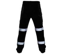Pantalon de travail pour homme - Protection haute visibilité - Avec bandes réfléchissantes - Imperméable - Réfléchissant - Pantalon de sécurité - Pantalon cargo - Orange et vert, O Noir., S