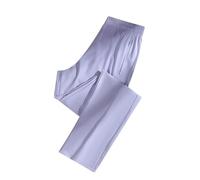 Pantalon de villégiature pour femme surdimensionné réglable confortable en lin smoking d'été champagne tendance jeans confortables brodés pour femme, violet, S