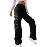Pantalon de VTT pour femme - Taille moins haute - Coupe large - Coupe droite - Pantalon décontracté - Pantalon de loisirs - Pantalon pour femme, Noir , M