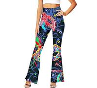 Pantalon de Yoga Bootcut pour Femme Carnaval, Taille Haute Opaque Yoga Pants,Pantalon de Yoga imprimé, Leggings Femme, Convient pour Le Pilates, Le Sport, Le Fitness, Les Loisirs, Le Travailler