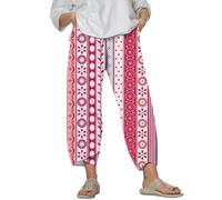 Pantalon de yoga doux et évasé pour petites filles - Style bohème - 2 à 8 ans, Rouge, XL