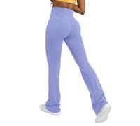 Pantalon de Yoga Femme Fluide Taille Haute Legging de Sport évasé Booucut Leggings Décontracté Pantalon pour Fitness Sport Gym Yoga Danse (A0a2-Light Purple, XL)