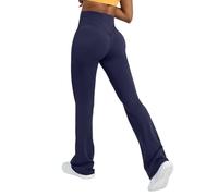 Pantalon de Yoga Femme Fluide Taille Haute Legging de Sport évasé Booucut Leggings Décontracté Pantalon pour Fitness Sport Gym Yoga Danse (A0a2-Navy, XL)