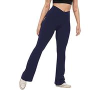 Pantalon De Yoga Femme Legging Évasé Booucut Fluide Sport Taille Haute Push Up Décontracté Bootcut Opaque Pilates Slim Sculptant Amincissant pour Fitness Gym Danse Travail Randonnée Marine M