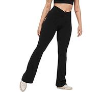 Pantalon De Yoga Femme Legging Évasé Booucut Fluide Sport Taille Haute Push Up Décontracté Bootcut Opaque Pilates Slim Sculptant Amincissant pour Fitness Gym Danse Travail Randonnée Le Noir XXL