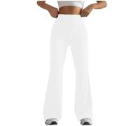 Pantalon De Yoga Femme Patte Taille Haute Legging Patte Pantalon De Cloche Moulante Éléphant Élastique Sexy Pantalon Évasé Contrôle Du Ventre Leggings Élégant Fitness Casual Entraînement, 03#Blanc, L