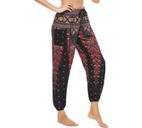 Pantalon De Yoga Fluide Femme Hippie Sarouel Imprimé Doux Boho Hippie Yoga Pants Léger Casual Pantalon Yoga Et Pilate Avec Poches S-Xll