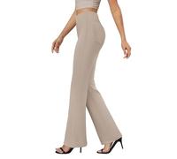 Pantalon de yoga pour femme avec poches, contrôle du ventre, jambe droite, push-up et rehausseur de fessier, pantalon palazzo taille haute avec poches, coupe ajustée, leggings décontractés pour femme