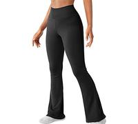 Pantalon de yoga pour femme - Coupe ample - Coupe large - Extensible - Automne - Taille haute - Cordon de serrage - Couleur unie - Pour un usage quotidien, Noir 2, L